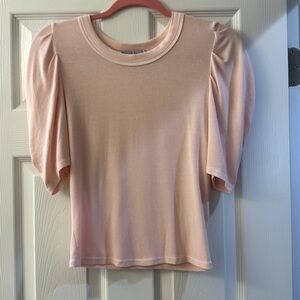 Like new - Michael Stars. Ribbed V-neck tee. One size. Pink color.